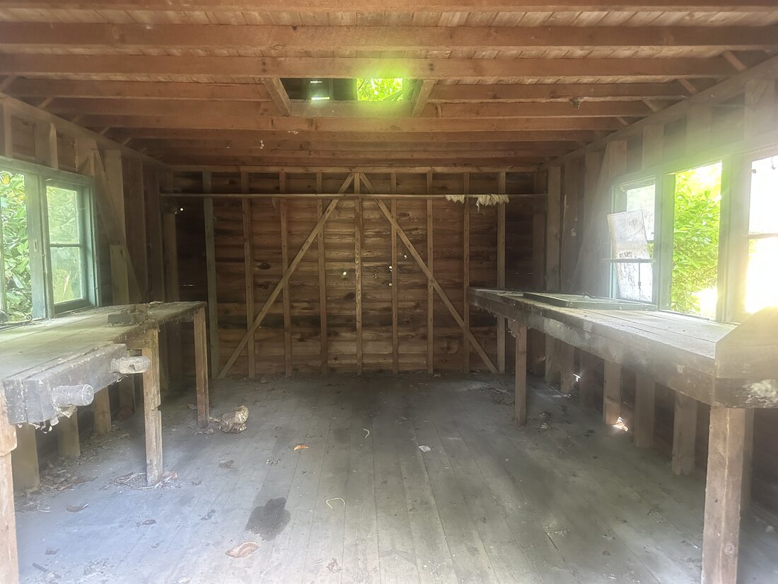 Abandoned timber cabin interior