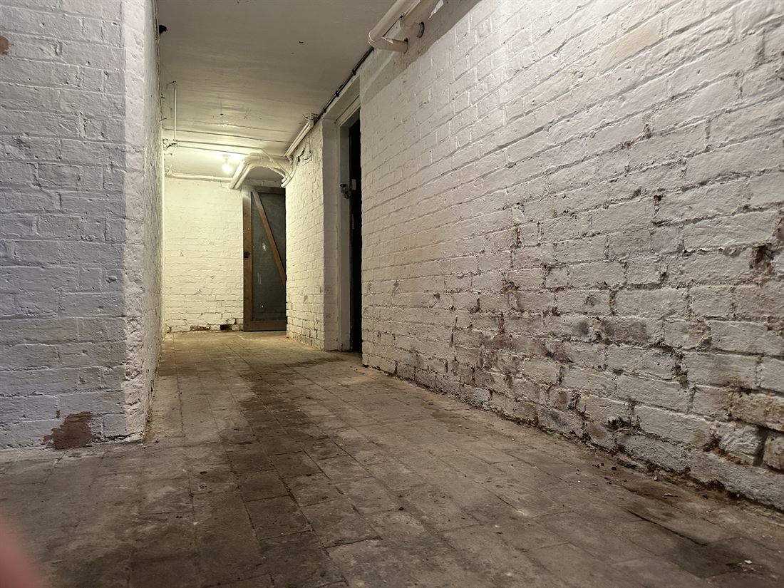 Spooky whitewashed cellar passage